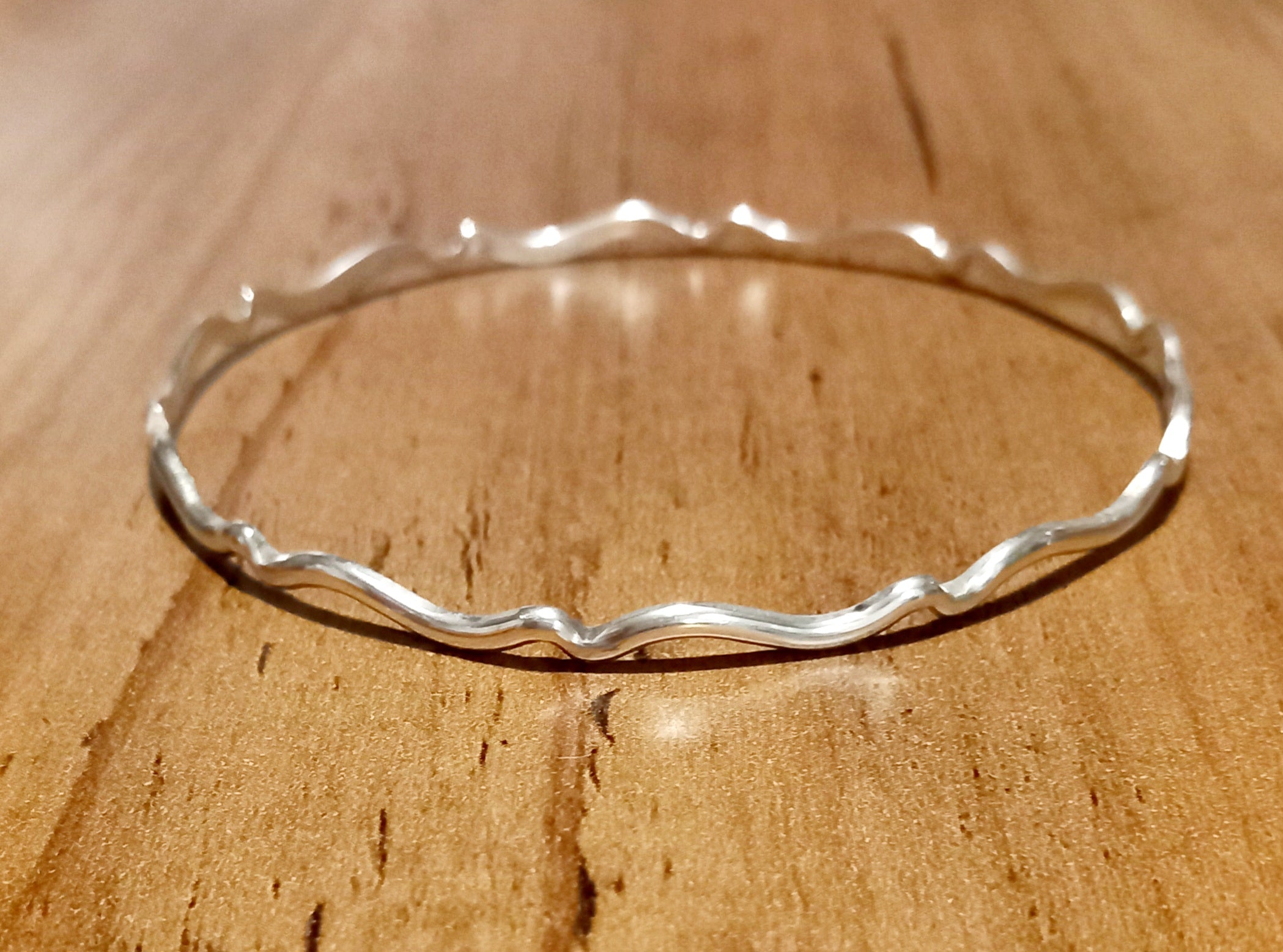 Sterling Silver Decorative Wavy Bangle