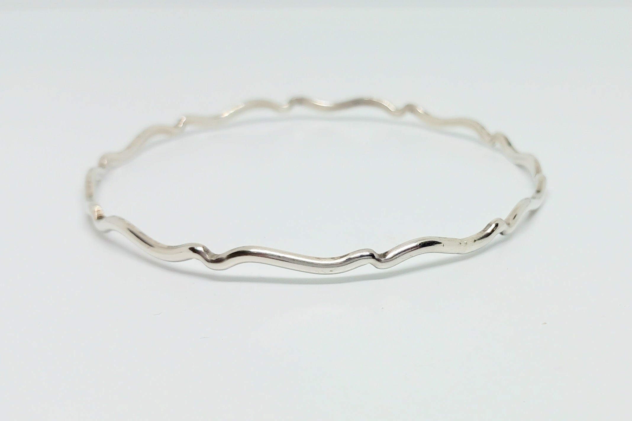 Sterling Silver Decorative Wavy Bangle
