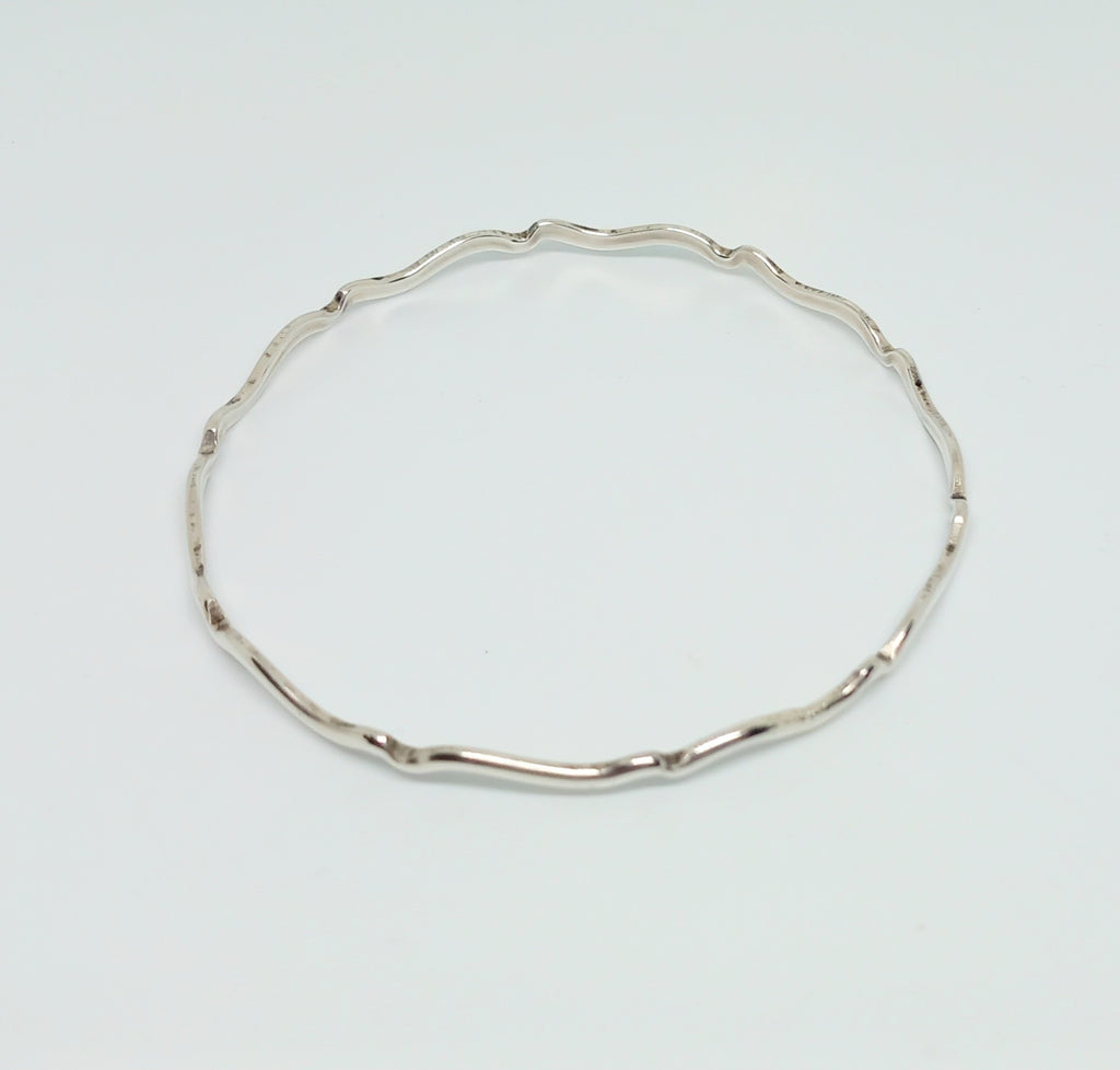 Sterling Silver Decorative Wavy Bangle