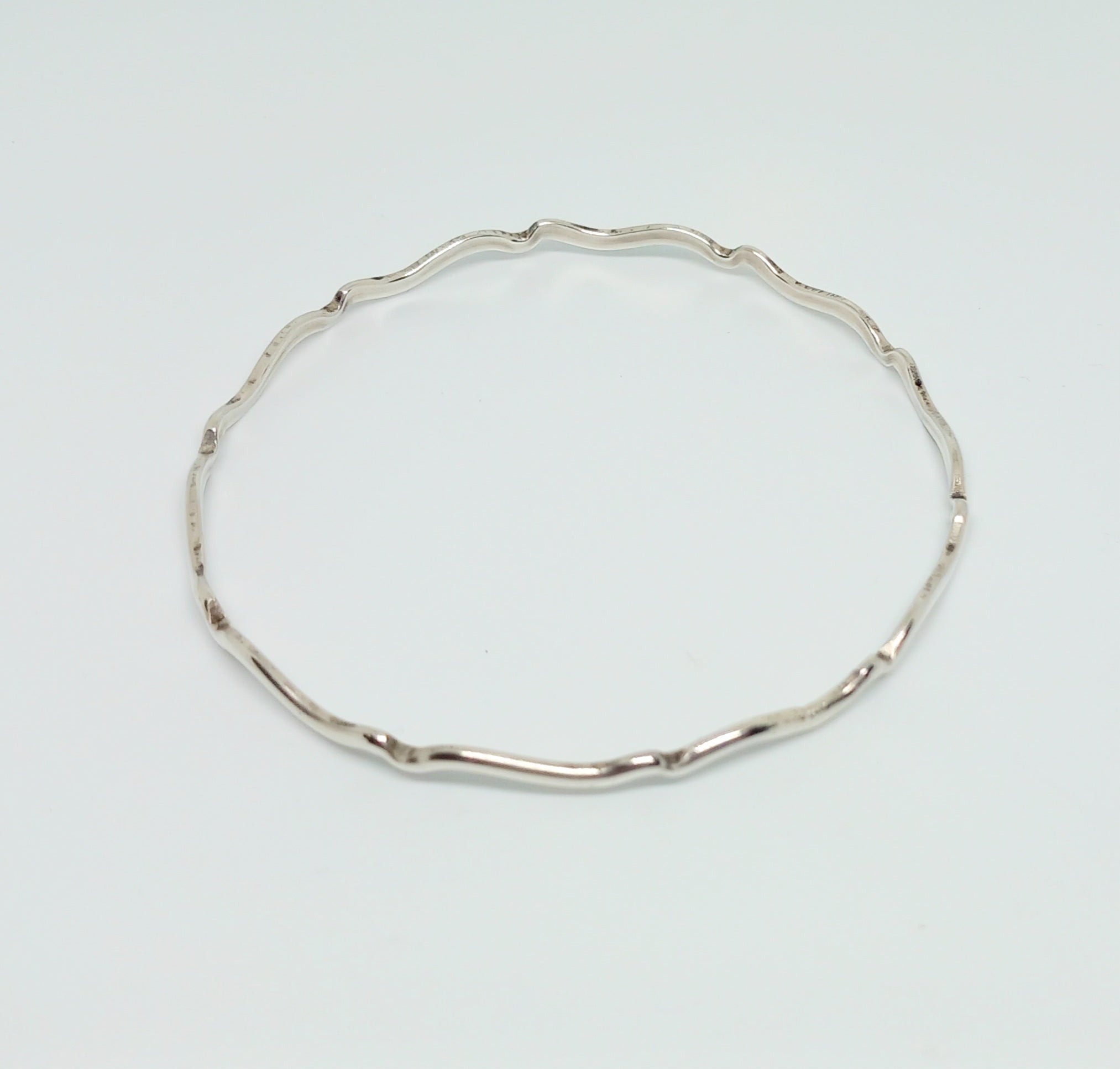 Sterling Silver Decorative Wavy Bangle