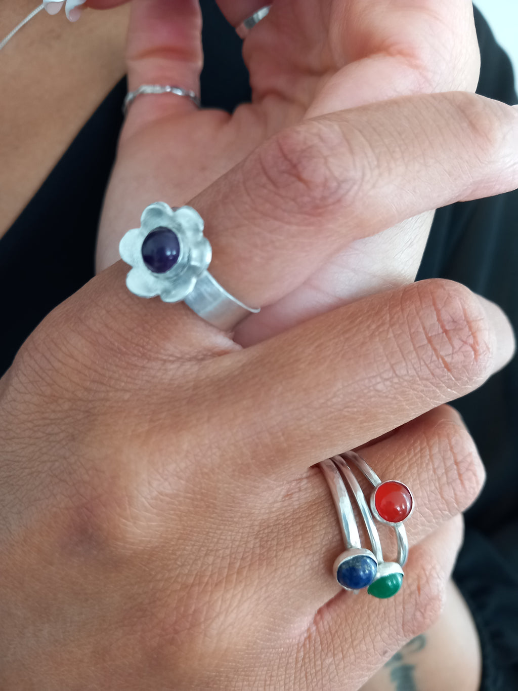 Gemstone Flower Ring