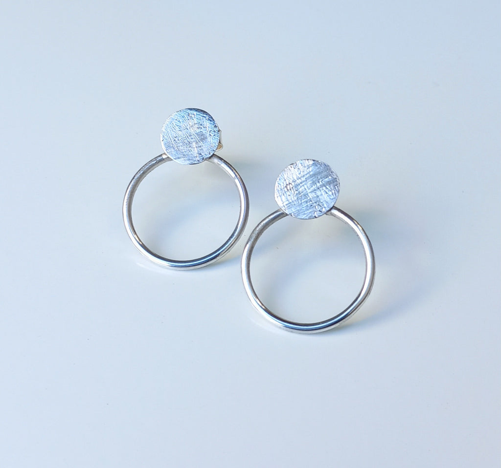 Sterling Silver Textured Disc Earrings