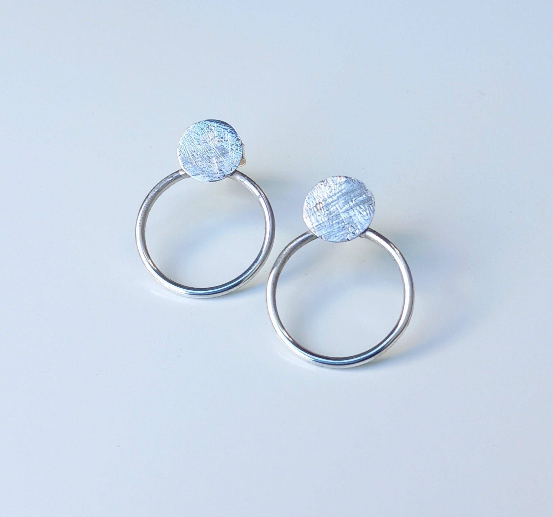 Sterling Silver Textured Disc Earrings