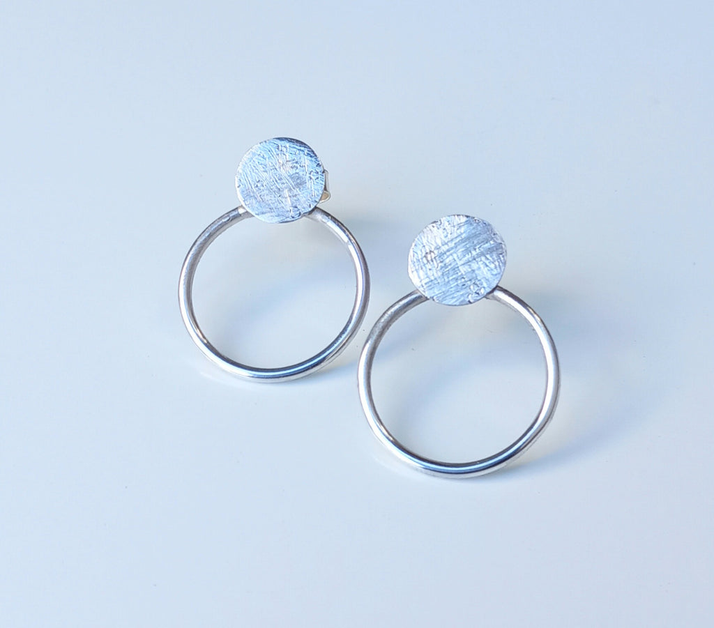 Sterling Silver Textured Disc Earrings