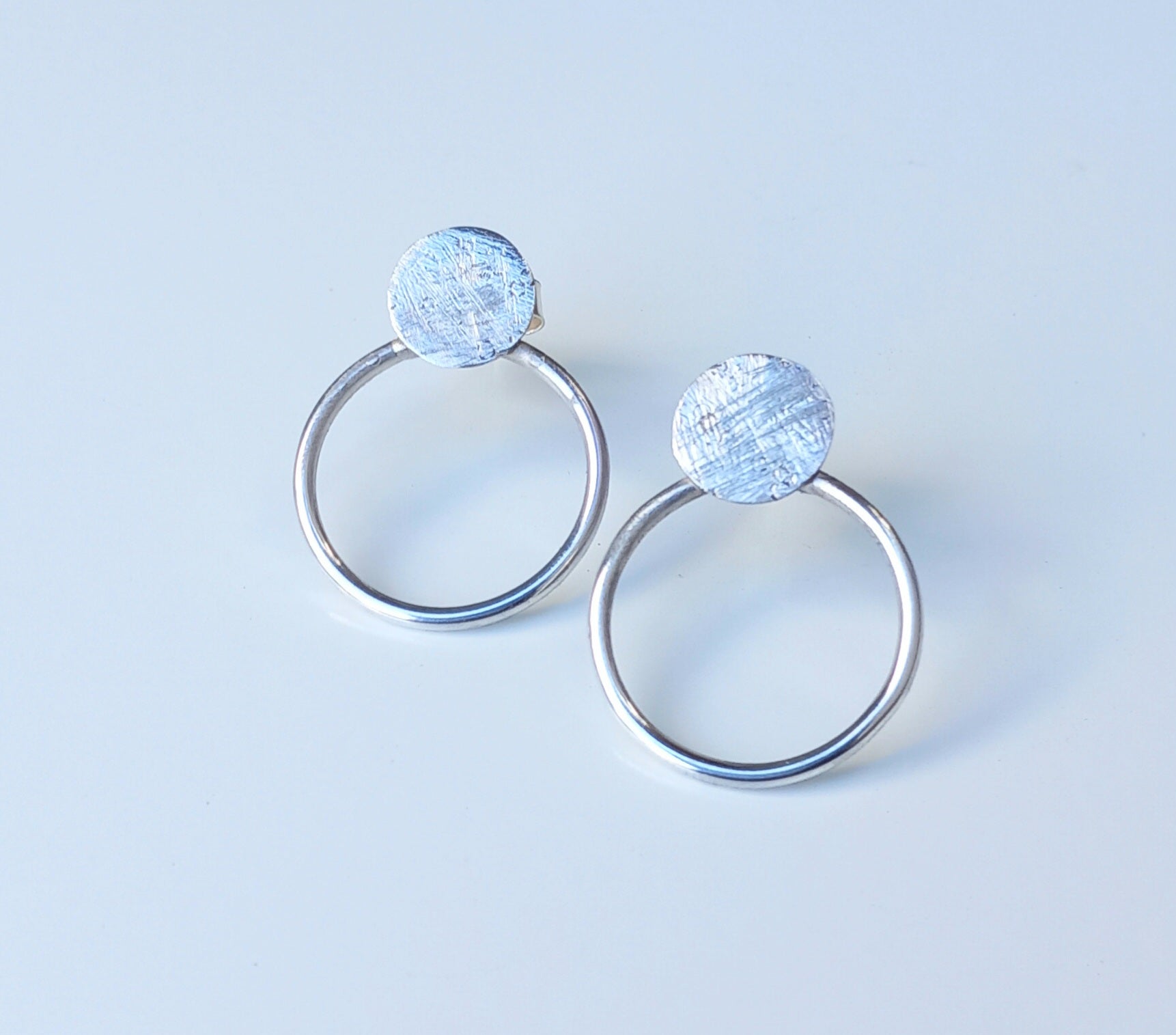 Sterling Silver Textured Disc Earrings