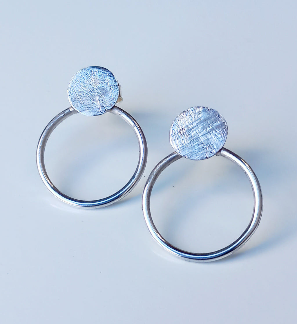 Sterling Silver Textured Disc Earrings