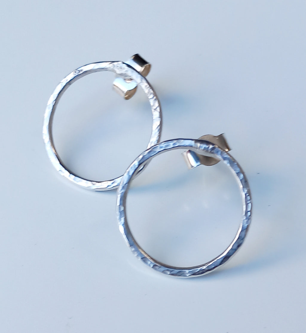 Silver Circle of Love Stud Earrings