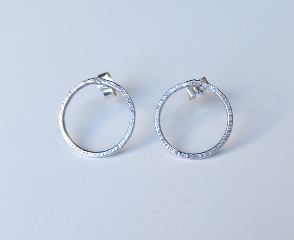 Silver Circle of Love Stud Earrings
