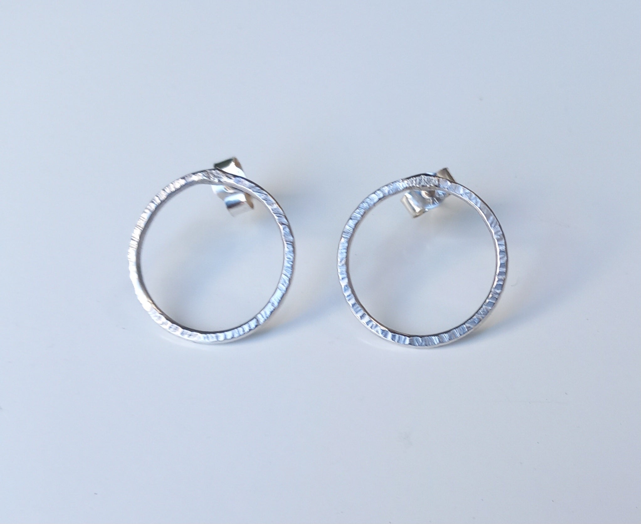 Silver Circle of Love Stud Earrings