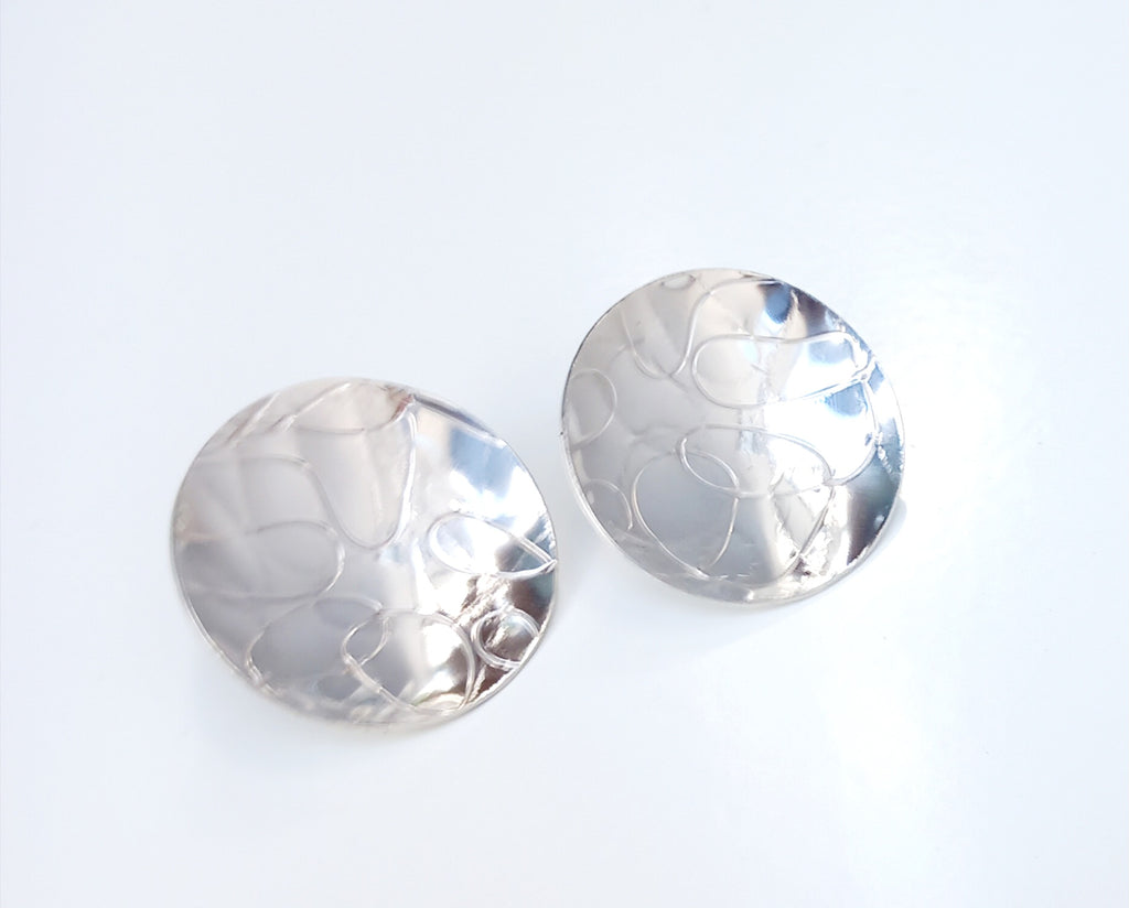 Textured Silver Dome Earrings