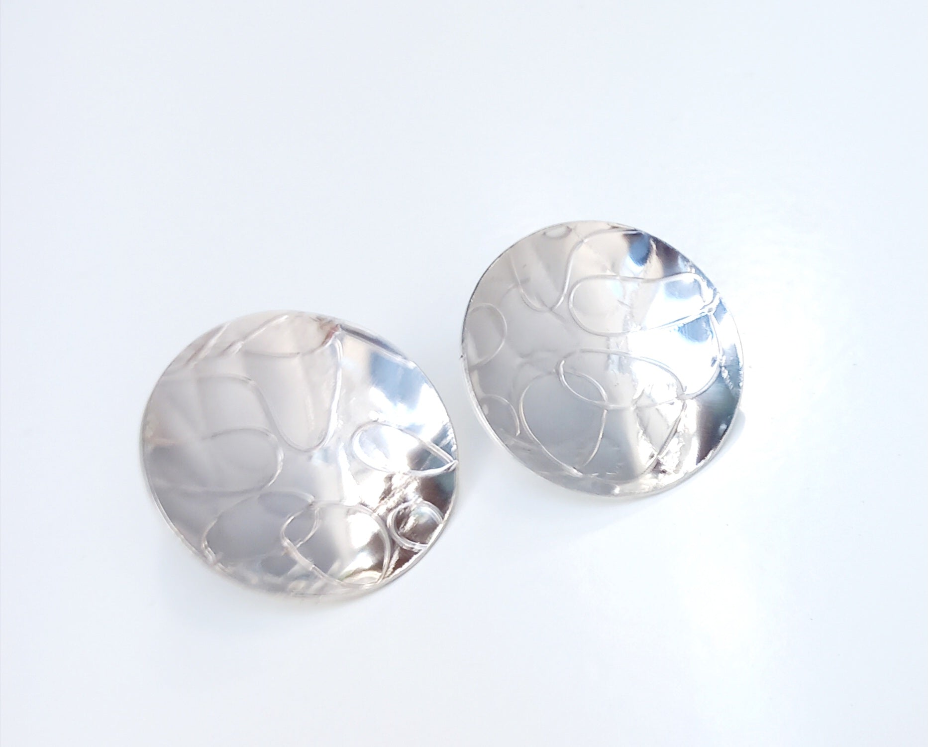 Textured Silver Dome Earrings