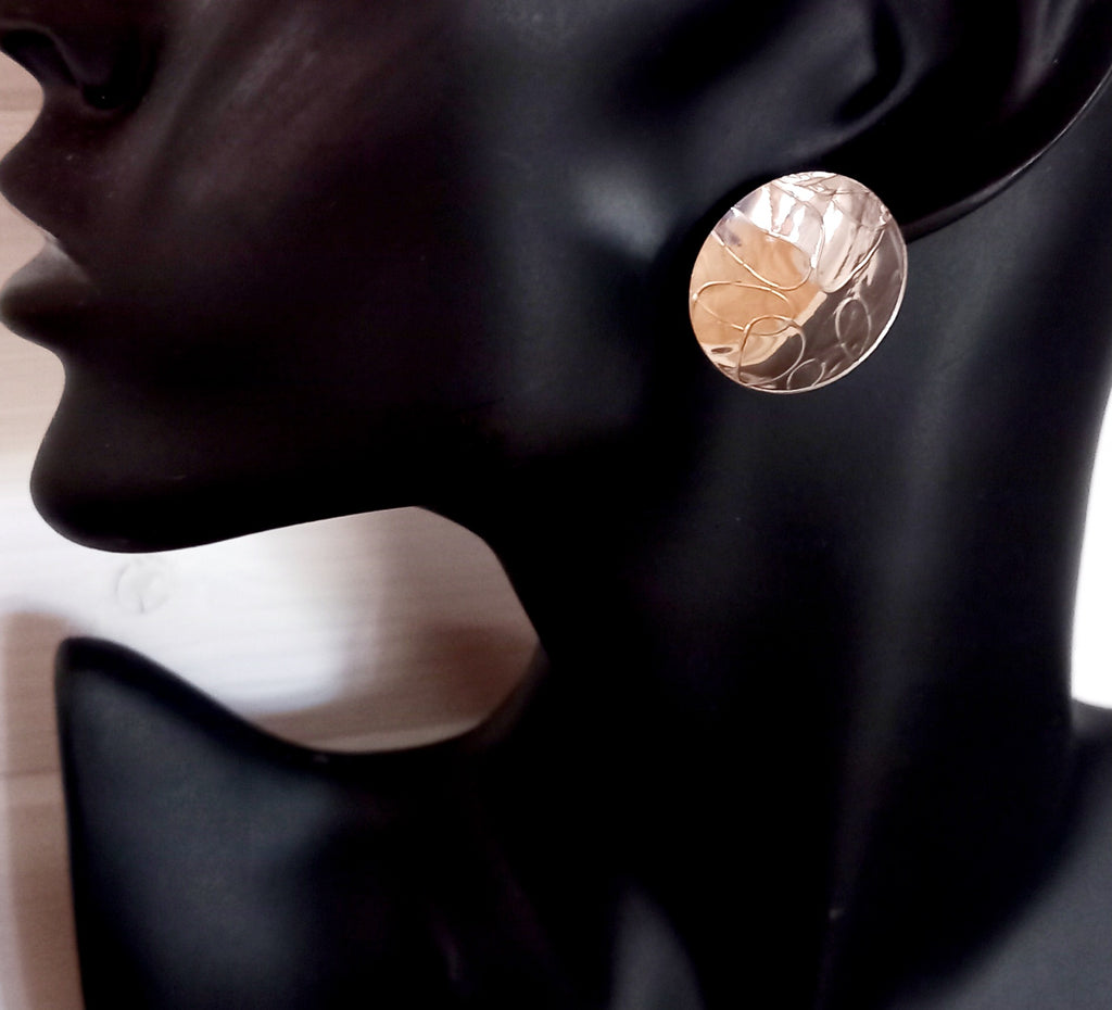 Textured Silver Dome Earrings
