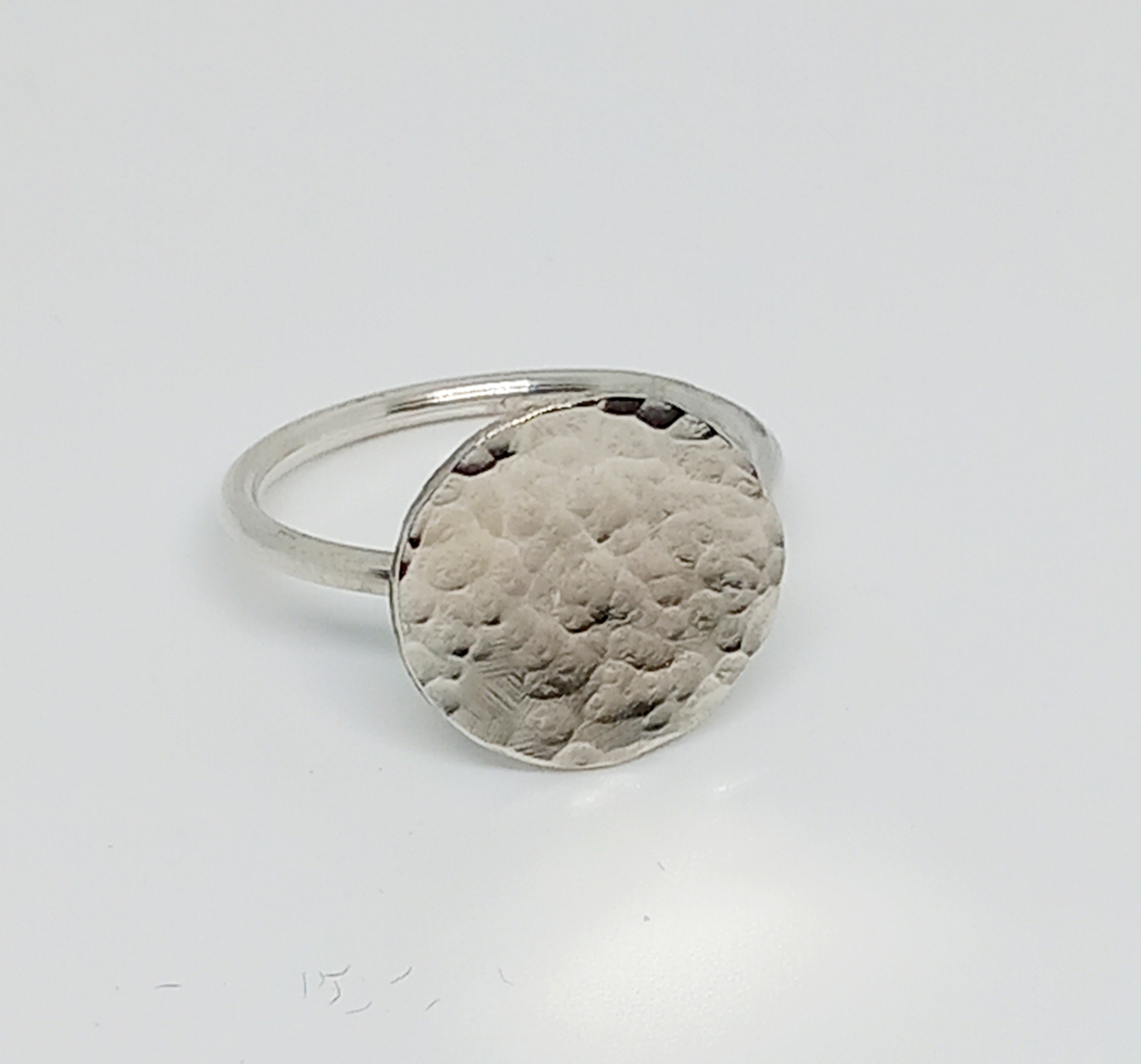 Sterling Silver Hammered Disc Statement Ring