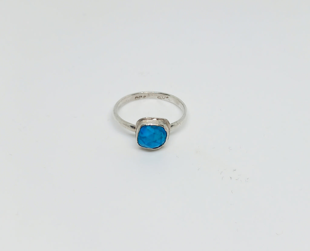 Natural Turquoise Square Gemstone Ring