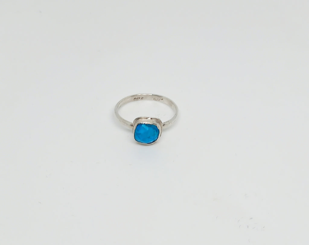 Natural Turquoise Square Gemstone Ring