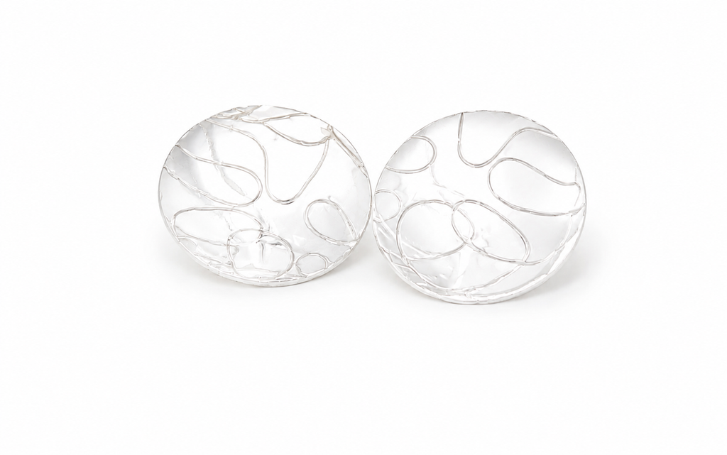 Textured Silver Dome Earrings