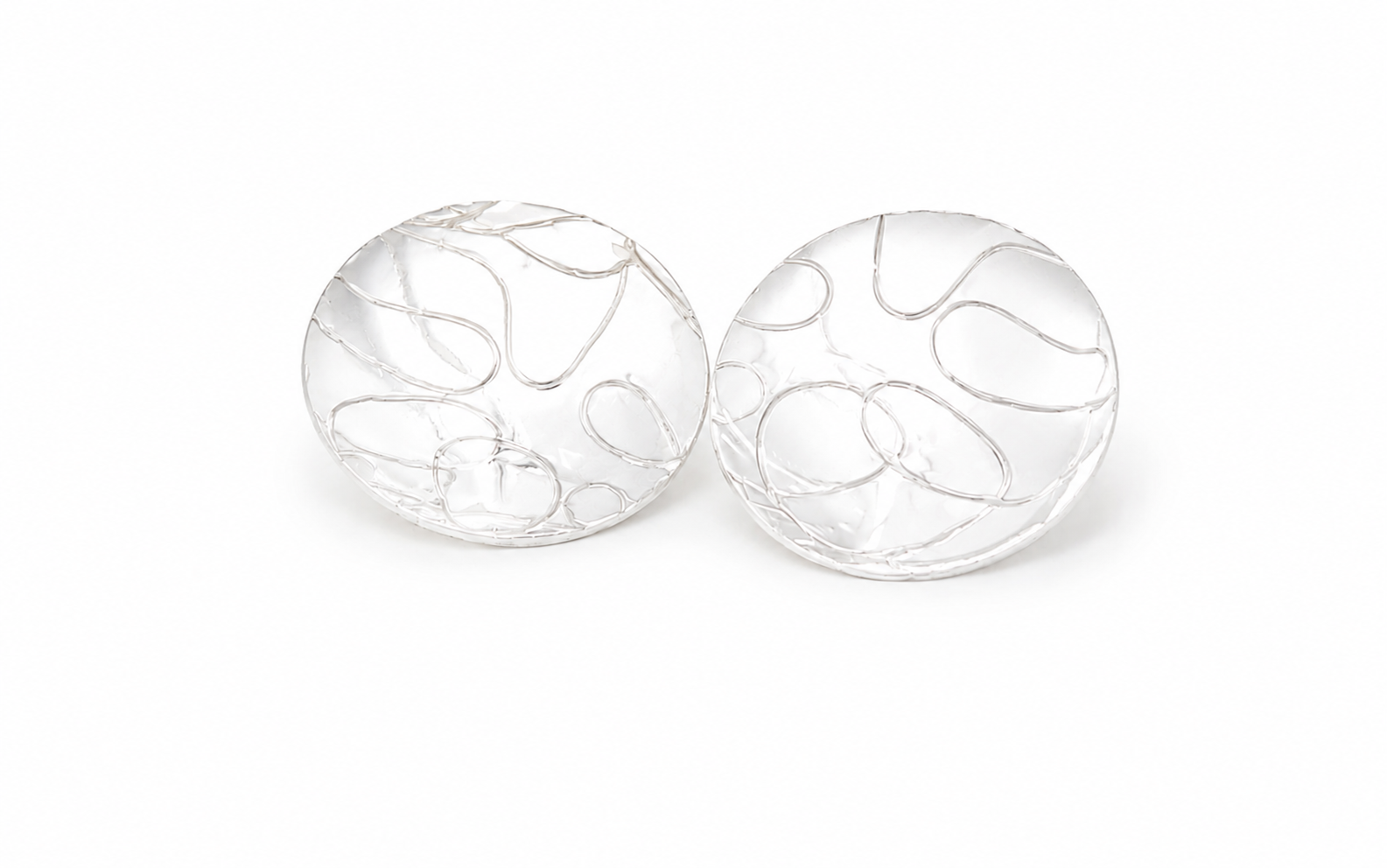 Textured Silver Dome Earrings