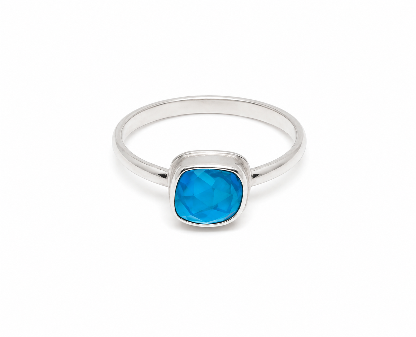 Natural Turquoise Square Gemstone Ring