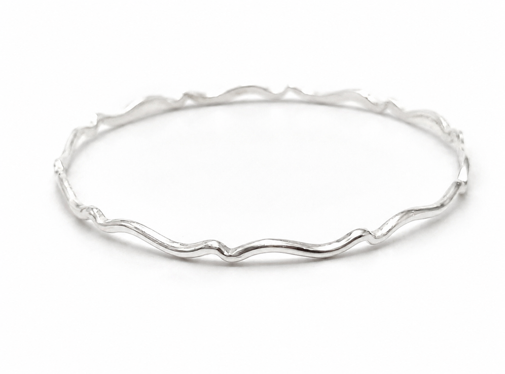 Sterling Silver Decorative Wavy Bangle