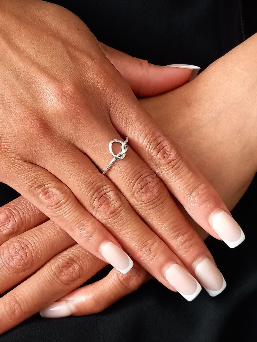 Silver Twist Heart Ring 